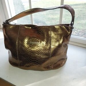 Calvin Klein Snakeskin Metallic Leather Handbag